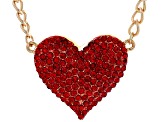 Red Crystal Gold Tone Heart Necklace