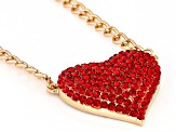 Red Crystal Gold Tone Heart Necklace