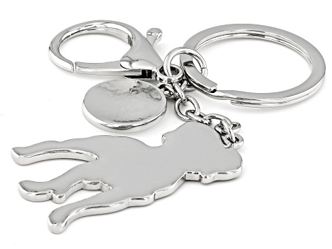 Multi-Color Enamel Silver Tone Rottweiler Key Chain