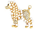 Pearl Simulant With Crystal Gold Tone Poodle Brooch