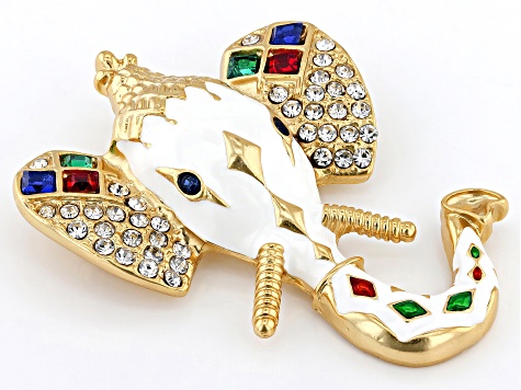 Crystal Gold Tone Elephant Brooch