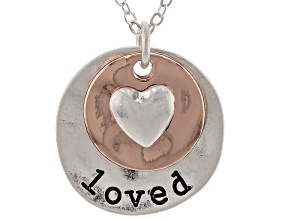 Rose & Silver Tone "Loved" Double Pendant Necklace
