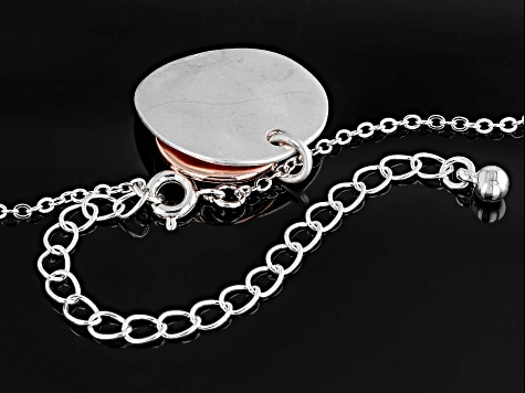 Rose & Silver Tone "Loved" Double Pendant Necklace