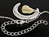 "I Love You To The Moon & Back" Silver Tone Crescent & Gold Tone Heart Pendant With Chain