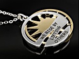 "We Rise By Lifting Others" Silver & Gold Tone Double Pendant With Chain