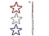 Red, White & Blue Crystal Silver Tone Star Dangle Earrings