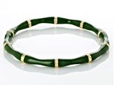 Green Enamel Gold Tone Bamboo Design Bangle Bracelet