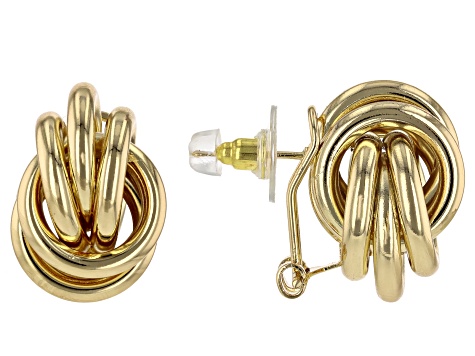 Gold Tone And Silver Tone Knot Earrings Set of 2