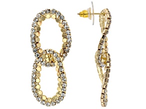 Crystal Gold Tone Oval Link Earrings