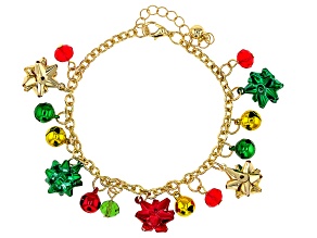 Gold Tone Bow Charm Bracelet