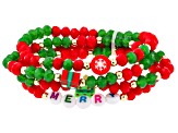 Multi-Color Glass & Resin Beads Gold Tone "Merry" Stretch Bracelets Set of 4