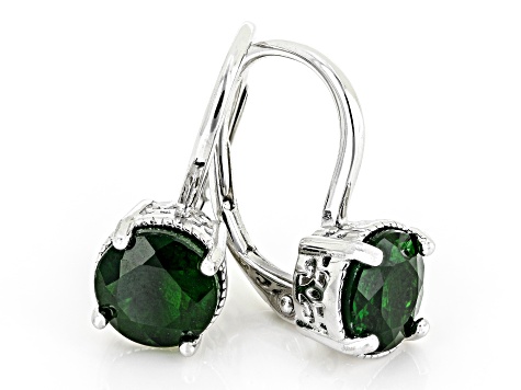 Green Chrome Diopside Rhodium Over Sterling Silver Earrings 2.52ctw