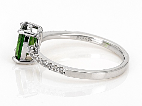 Green Chrome Diopside With White Zircon Rhodium Over
