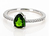 Green Chrome Diopside With White Zircon Rhodium Over Sterling Silver Ring 1.19ctw
