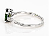 Green Chrome Diopside With White Zircon Rhodium Over Sterling Silver Ring 1.19ctw