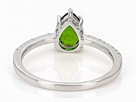 Green Chrome Diopside With White Zircon Rhodium Over Sterling Silver Ring 1.19ctw