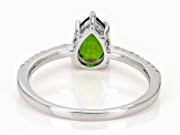 Green Chrome Diopside With White Zircon Rhodium Over Sterling Silver Ring 1.19ctw