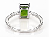 Emerald Cut Green Chrome Diopside With White Zircon Rhodium Over Sterling Silver Ring 1.19ctw