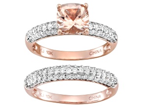 Peach Morganite 10k Rose Gold Ring With Band 2.31ctw