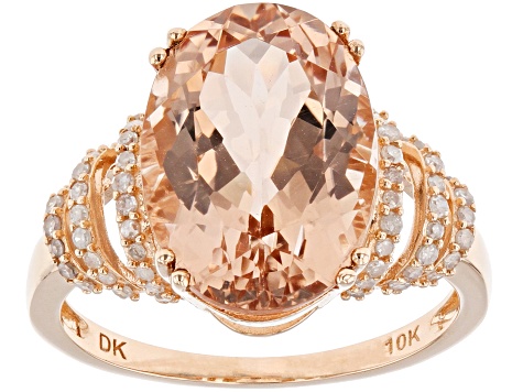 Peach Morganite 10k Rose Gold Ring 5.22ctw