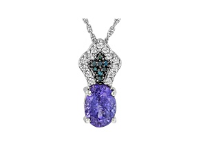 Blue Tanzanite Sterling Silver Pendant With Chain 1.25ctw