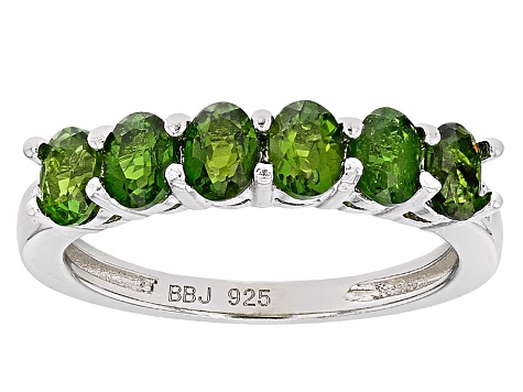 Green Chrome Diopside Rhodium Over Sterling Silver Band Ring .97ctw.