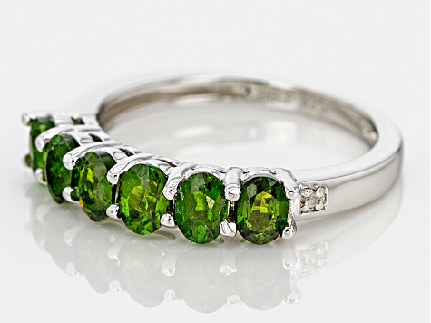 Green Chrome Diopside Rhodium Over Sterling Silver Band Ring .97ctw.
