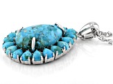Blue Turquoise Rhodium Over Sterling Silver Enhancer With Chain