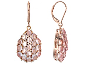 Pink Rose Quartz 18k Rose Gold Over Sterling Silver Dangle Earrings