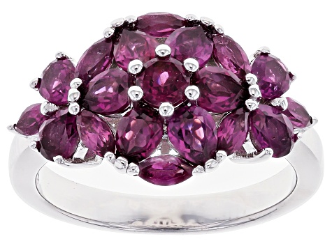 Raspberry Rhodolite Rhodium Over Sterling Silver Ring 2.54ctw