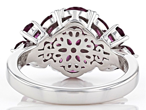 Raspberry Rhodolite Rhodium Over Sterling Silver Ring 2.54ctw