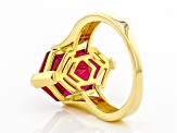 Red Lab Created Ruby 18K Yellow Gold Over Sterling Silver Solitaire Ring 7.65ct