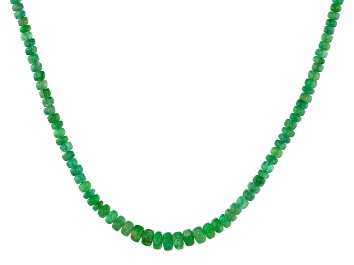 Picture of Green Beryl Rhodium Over Sterling Silver Beaded Necklace