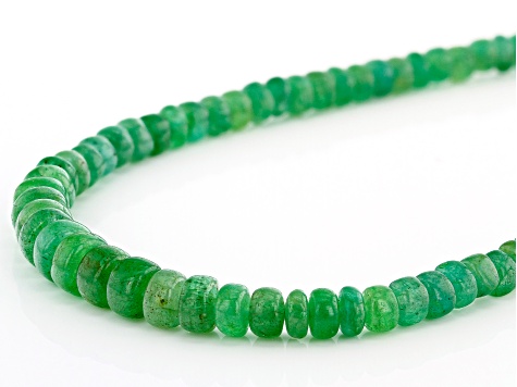 Green Beryl Rhodium Over Sterling Silver Beaded Necklace