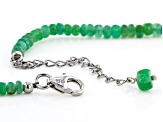 Green Beryl Rhodium Over Sterling Silver Beaded Necklace