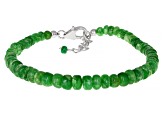 Green Beryl Rhodium Over Sterling Silver Beaded Bracelet