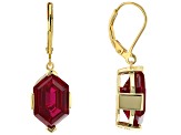 Red Lab Created Ruby 18k Yellow Gold Over Sterling Silver Dangle Earrings 15.30ctw