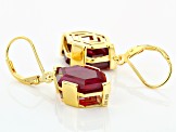 Red Lab Created Ruby 18k Yellow Gold Over Sterling Silver Dangle Earrings 15.30ctw