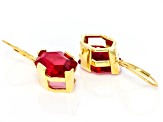Red Lab Created Ruby 18k Yellow Gold Over Sterling Silver Dangle Earrings 15.30ctw