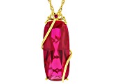 Red Lab Created Ruby 18K Yellow Gold Over Sterling Silver Pendant With Chain 21.40ctw