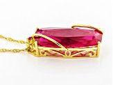 Red Lab Created Ruby 18K Yellow Gold Over Sterling Silver Pendant With Chain 21.40ctw