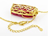 Red Lab Created Ruby 18K Yellow Gold Over Sterling Silver Pendant With Chain 21.40ctw