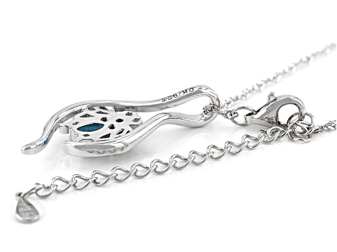 Blue Sleeping Beauty Turquoise Rhodium Over Sterling Silver Pendant With Chain