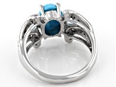Blue Sleeping Beauty Turquoise Rhodium Over Sterling Silver Ring 0.56ctw