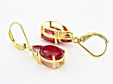 Lab Created Padparadscha Sapphire 18K Yellow Gold Over Silver Dangle Earrings 6.55ctw
