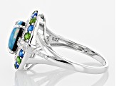 Multi Color Opal Triplet Rhodium Over Sterling Silver Ring 9x6mm