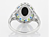 Multi Color Opal Triplet Rhodium Over Sterling Silver Ring 9x6mm