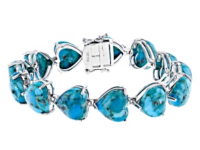 Blue Turquoise Rhodium Over Sterling Silver Bracelet 12mm