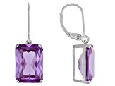 Purple Lab Created Color Change Sapphire Rhodium Over Silver Dangle Earrings 17.77ctw