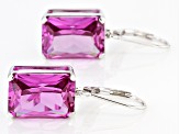 Purple Lab Created Color Change Sapphire Rhodium Over Silver Dangle Earrings 17.77ctw